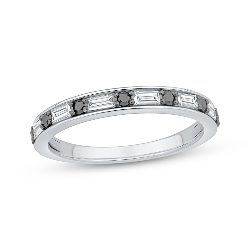 Main Image 1 of Black & White Diamond Stackable Anniversary Ring 3/8 ct tw 14K White Gold