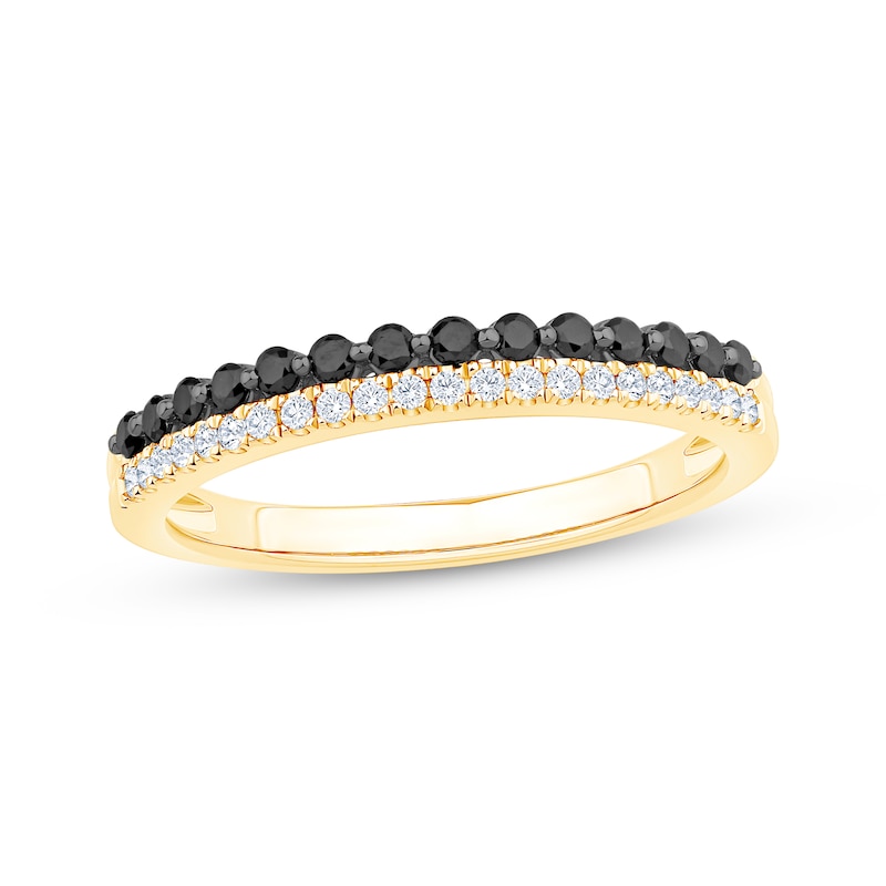 Main Image 1 of Now + Forever Black & White Diamond Anniversary Ring 1/3 ct tw 14K Yellow Gold