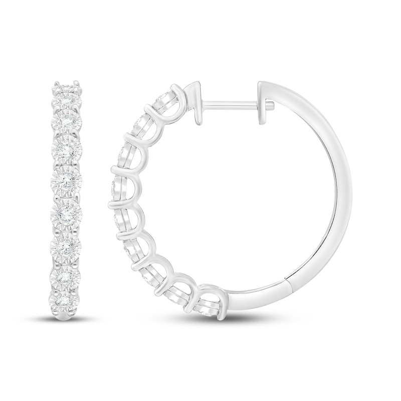 Diamond Hoop Earrings 1/2 ct tw Sterling Silver