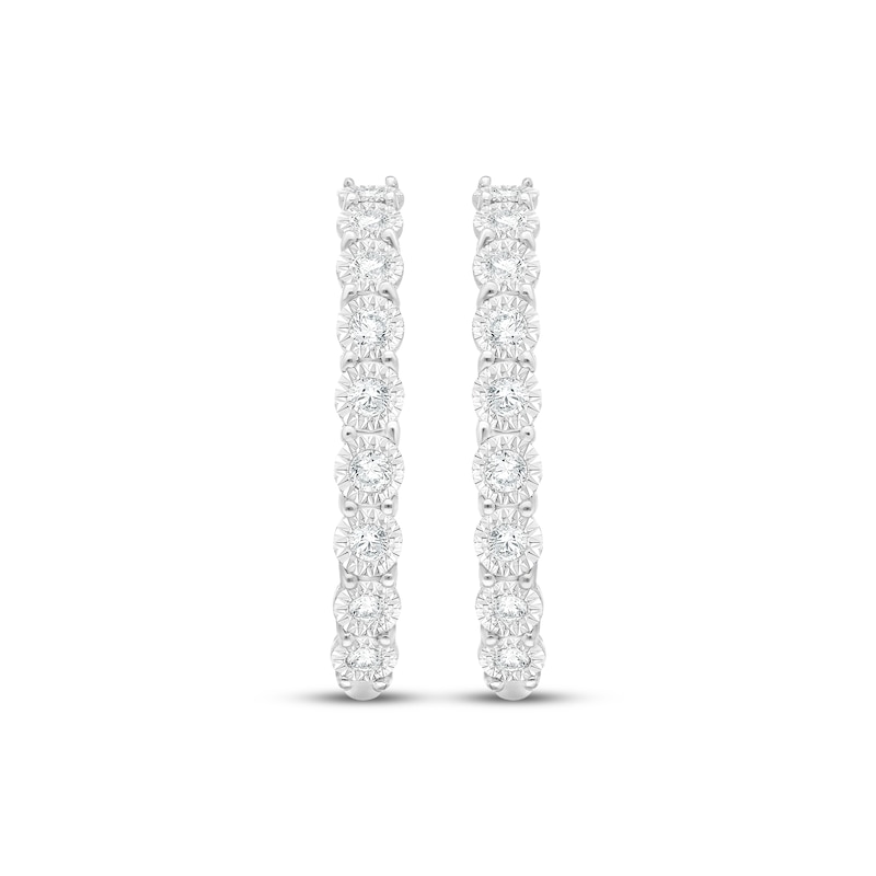 Diamond Hoop Earrings 1/2 ct tw Sterling Silver