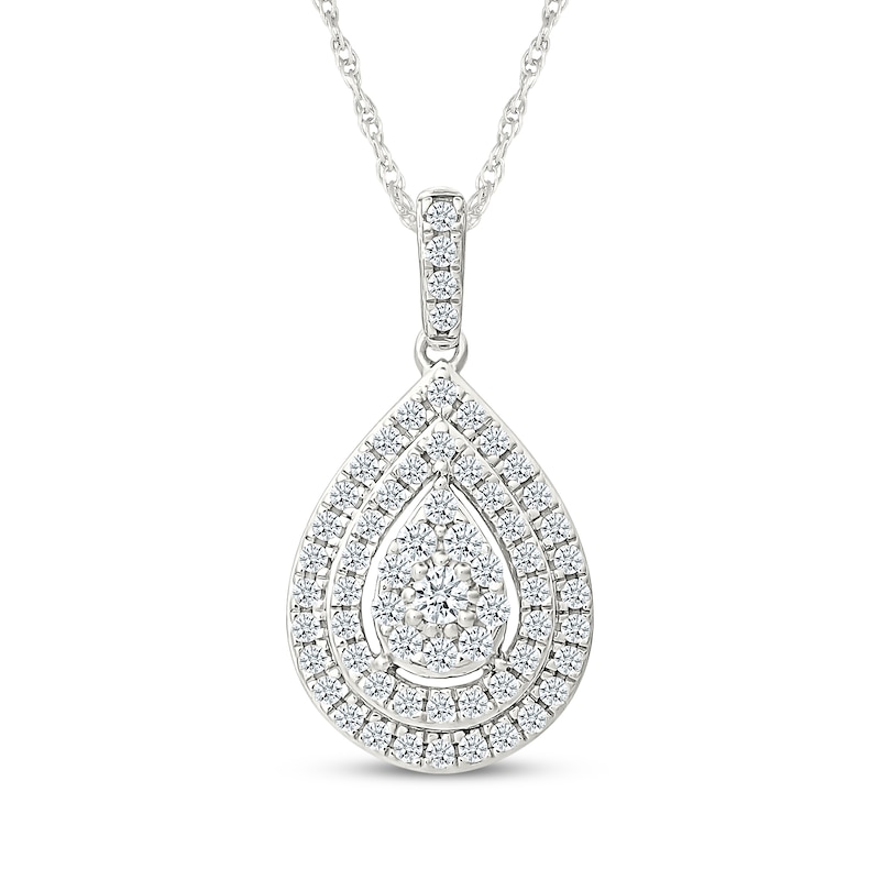 Lab-Created Diamonds by KAY Multi-Stone Pear-Shaped Necklace 1/2 ct tw Sterling Silver 18"