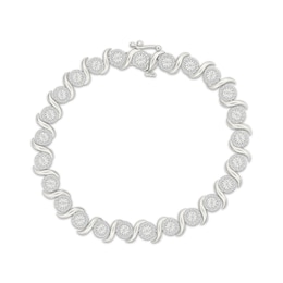 Diamond Halo S-Link Bracelet 1 ct tw Sterling Silver 7&quot;