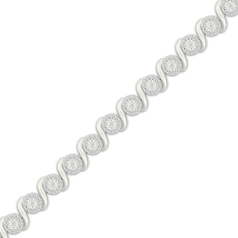 Main Image 2 of Diamond Halo S-Link Bracelet 1 ct tw Sterling Silver 7&quot;