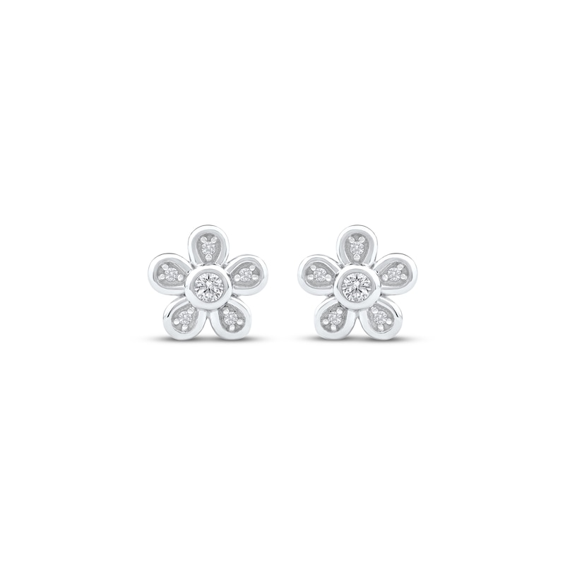 Main Image 2 of Diamond Flower Stud Earrings 1/10 ct tw 10K White Gold