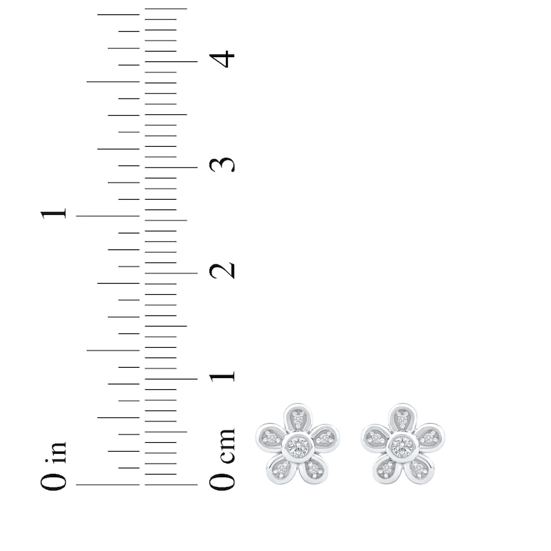 Main Image 5 of Diamond Flower Stud Earrings 1/10 ct tw 10K White Gold