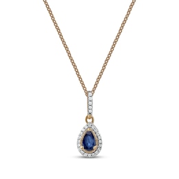 Blue Sapphire & Diamond Necklace 1/20 ct tw 10K Yellow Gold 18&quot;