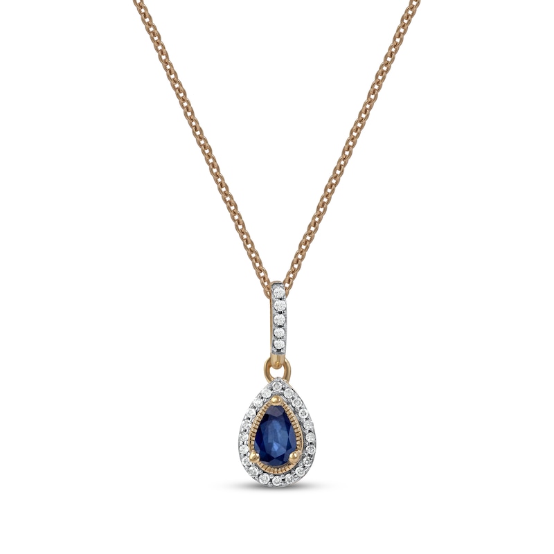 Main Image 1 of Blue Sapphire & Diamond Necklace 1/20 ct tw 10K Yellow Gold 18&quot;