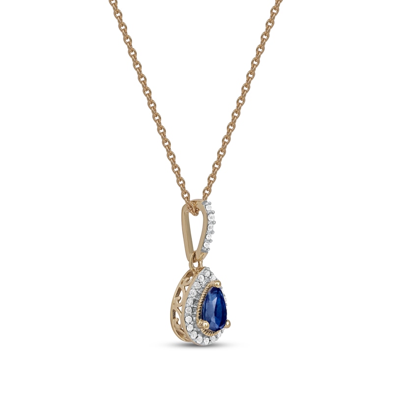 Main Image 2 of Blue Sapphire & Diamond Necklace 1/20 ct tw 10K Yellow Gold 18&quot;