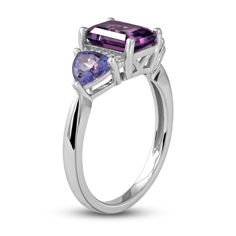 Main Image 2 of Amethyst, Tanzanite & White Lab-Created Sapphire Ring Sterling Silver