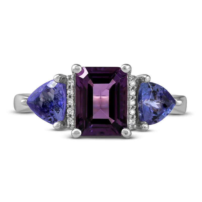 Main Image 3 of Amethyst, Tanzanite & White Lab-Created Sapphire Ring Sterling Silver