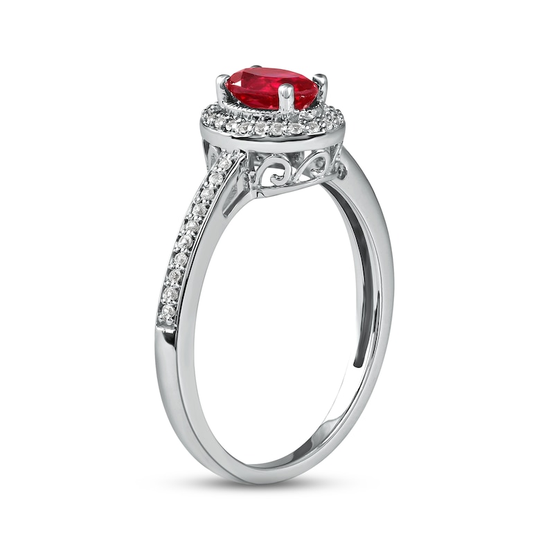 Main Image 2 of Lab-Created Ruby & White Lab-Created Sapphire Ring Sterling Silver