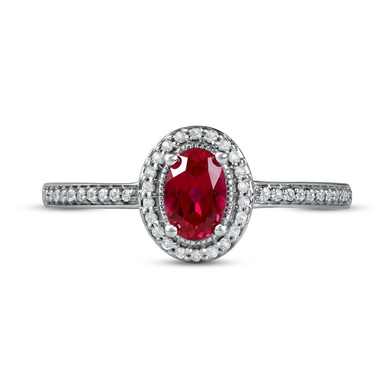 Main Image 3 of Lab-Created Ruby & White Lab-Created Sapphire Ring Sterling Silver