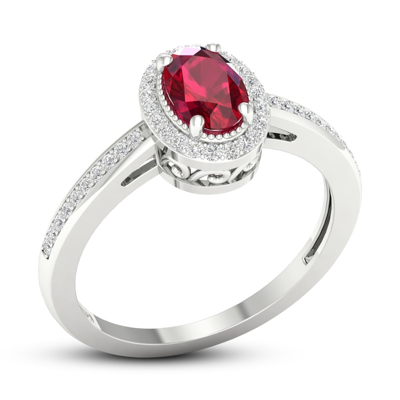 Main Image 4 of Lab-Created Ruby & White Lab-Created Sapphire Ring Sterling Silver