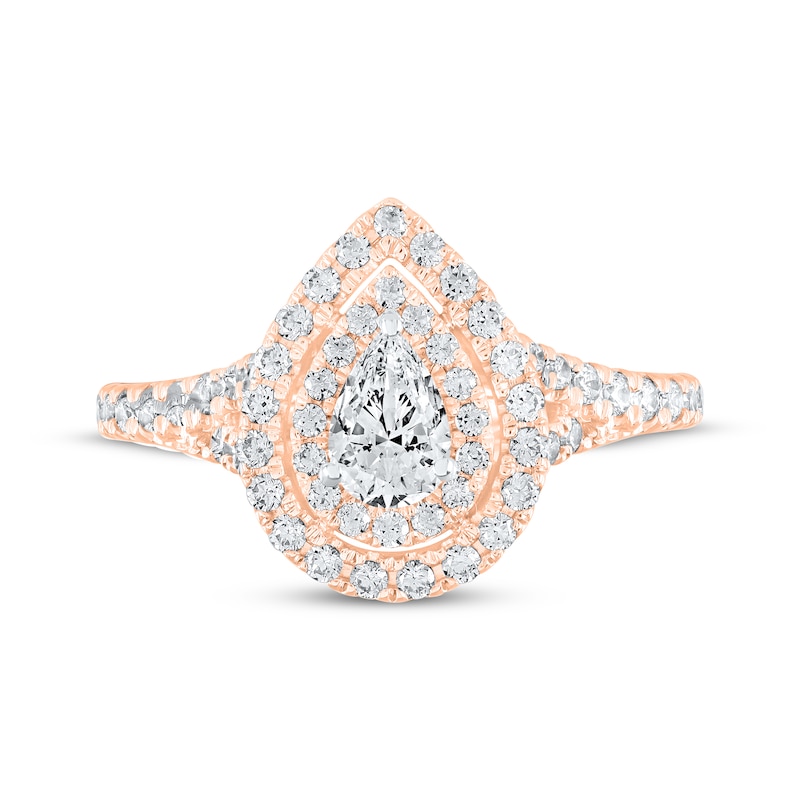 Main Image 3 of Lab-Grown Diamonds by KAY Pear-Shaped Double Halo Engagement Ring 1 ct tw 14K Rose Gold