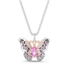 Thumbnail Image 1 of Wicked Pink Lab-Created Sapphire & Diamond Accent Butterfly Necklace Sterling Silver & 10K Rose Gold 18&quot;