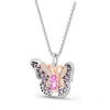 Thumbnail Image 2 of Wicked Pink Lab-Created Sapphire & Diamond Accent Butterfly Necklace Sterling Silver & 10K Rose Gold 18&quot;