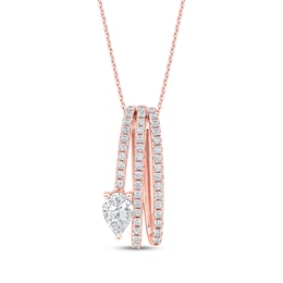 Pear-Shaped Diamond Three-Row Loop Necklace 1 ct tw 10K Rose Gold 18&quot;