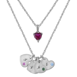 Birthstone Family & Mother's Layered Mother's Necklace (2-5 Stones and 1-4 Lines)