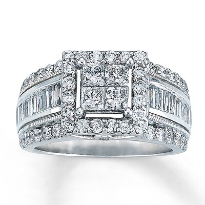 Diamond Ring 2 ct tw Princess-cut 14K White Gold | Kay