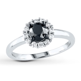 Now + Forever Black Diamond Ring 1 ct tw Round-cut 10K White Gold