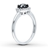 Thumbnail Image 2 of Black Diamond Ring 1 ct tw Round-cut 10K White Gold