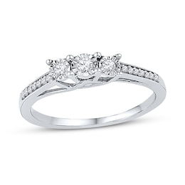 3-Stone Promise Ring 1/6 ct tw Diamonds Sterling Silver