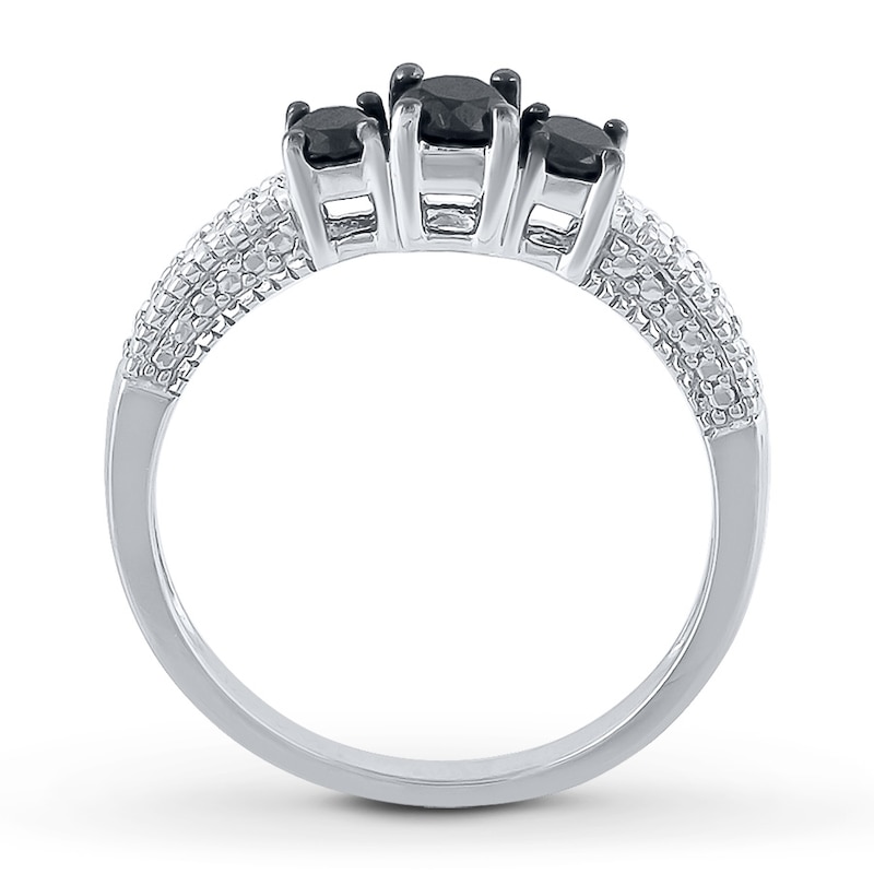 Main Image 2 of Black Diamond Ring 1/2 ct tw Round-cut Sterling Silver