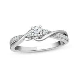 Memories Moments Magic Diamond Engagement Ring 1/3 ct tw Round-cut 10K White Gold