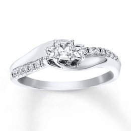 Now + Forever Diamond Engagement Ring 1/3 ct tw Princess-cut 10K White Gold