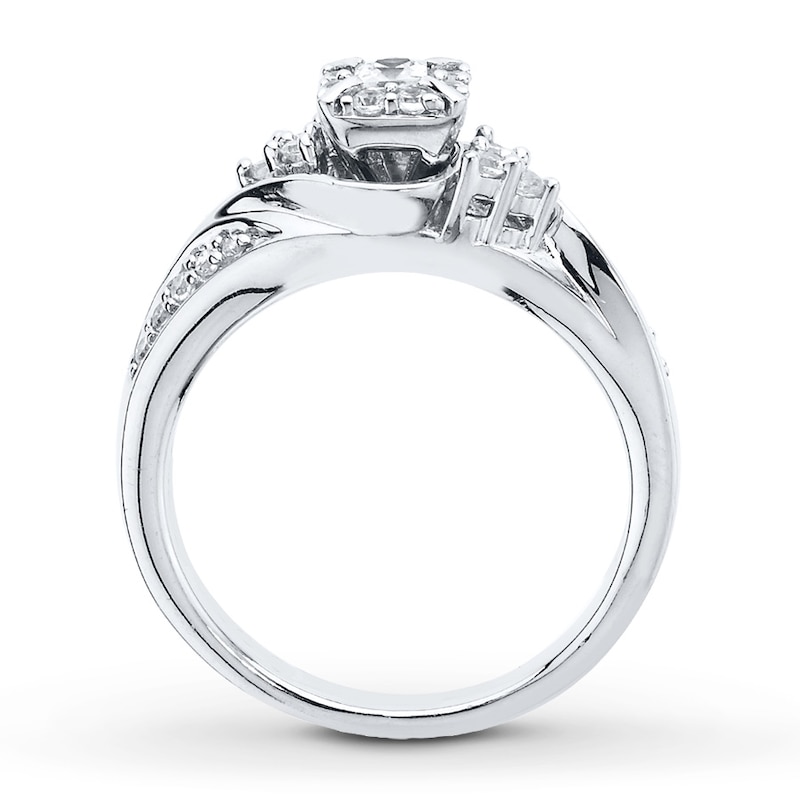 Main Image 2 of Diamond Bridal Set 3/8 ct tw Princess-cut 10K White Gold