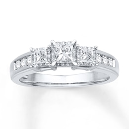 Memories Moments Magic Three-Stone Diamond Ring 5/8 ct tw Princess-cut 10K White Gold