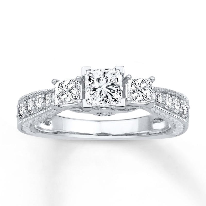 3-Stone Diamond Ring 1 ct tw Princess-cut 14K White Gold | Kay