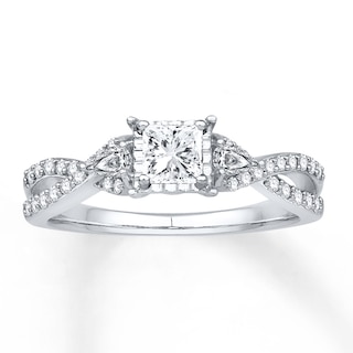 Diamond Engagement Ring 5/8 ct tw Princess-cut 14K White Gold | Kay