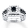 Thumbnail Image 1 of Black & White DiamondBridal Set 7/8 ct tw 10K White Gold