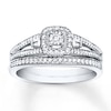 Thumbnail Image 1 of Diamond Bridal Set 1/5 carat tw Round & Baguette-cut 10K White Gold