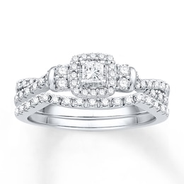 Princess-cut Diamond Bridal Set 3/8 ct tw 10K White Gold