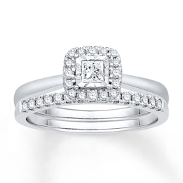 Diamond Bridal Set 3/8 ct tw Princess-cut 14K White Gold