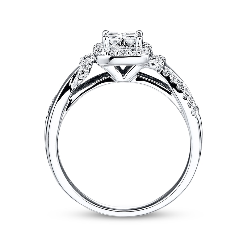 Diamond Engagement Ring 1/2 ct tw Princess & Round 10K White Gold