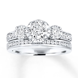 Now + Forever Diamond Bridal Set 1-3/8 ct tw Round-cut 14K White Gold