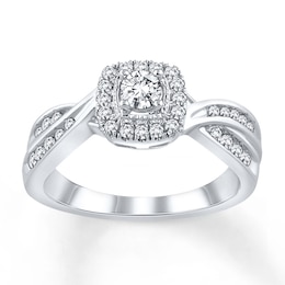 Now + Forever Diamond Engagement Ring 1/2 ct tw Round-cut 10K White Gold