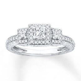 Memories Moments Magic Three-Stone Engagement Ring 3/8 ct tw Diamonds 14K White Gold