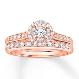 Now + Forever Diamond Bridal Set 1/2 ct tw Round-cut 14K Rose Gold