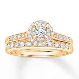 Diamond Bridal Set 1/2 ct tw Round-cut 14K Yellow Gold