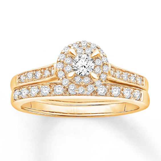 Diamond Bridal Set 1/2 ct tw Round-cut 14K Yellow Gold | Kay