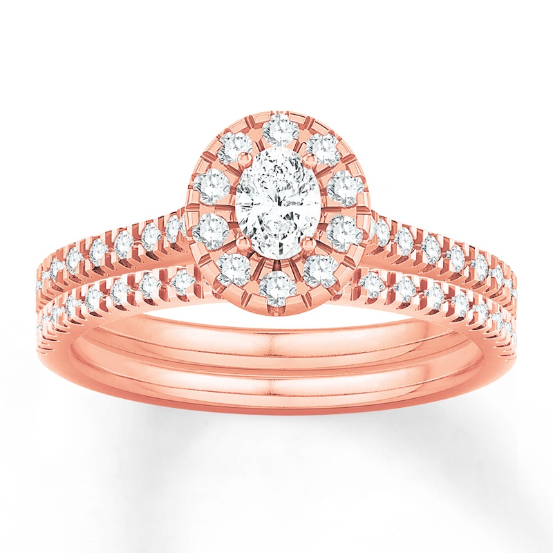 Main Image 1 of Diamond Bridal Set 5/8 ct tw Oval/Round 14K Rose Gold