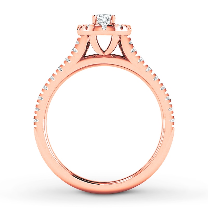 Main Image 2 of Diamond Bridal Set 5/8 ct tw Oval/Round 14K Rose Gold