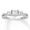 Thumbnail Image 1 of Memories Moments Magic Diamond Engagement Ring 1 ct tw Princess/Round 14K White Gold