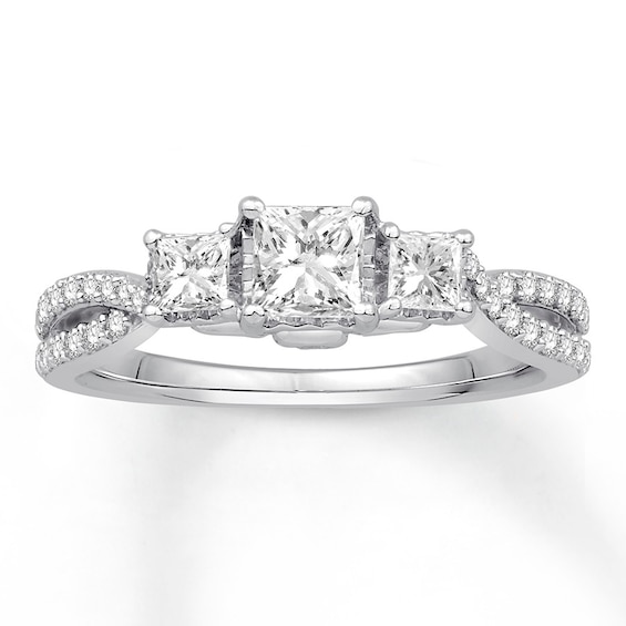 Diamond Engagement Ring 1 ct tw Princess/Round 14K White Gold | Kay
