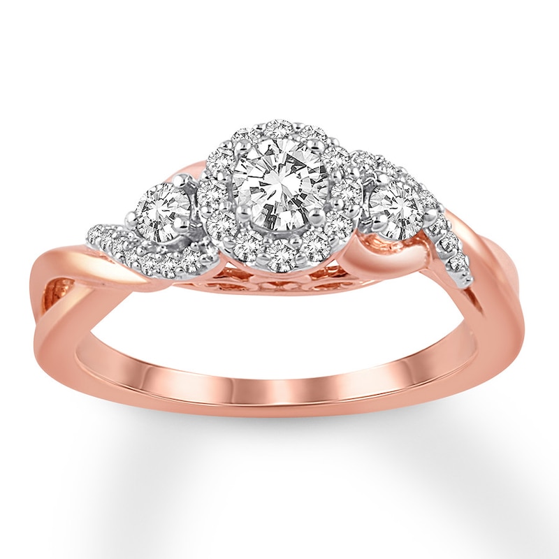 Main Image 1 of Memories Moments Magic Diamond Engagement Ring 1/2 ct tw Round-cut 10K Rose Gold