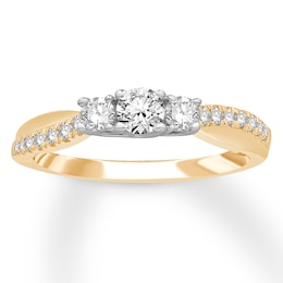 Memories Moments Magic 3-Stone Diamond Ring 1/2 Carat tw Round-cut 14K Two-Tone Gold